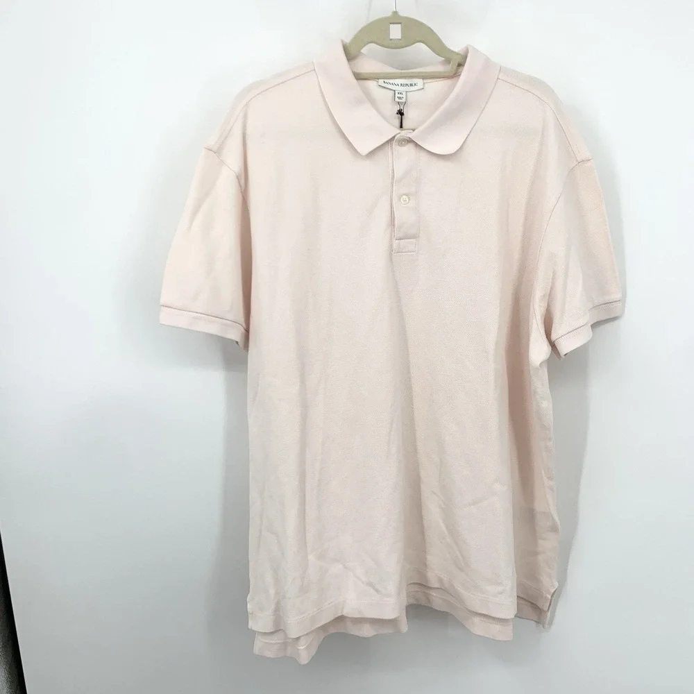 Banana‎ Republic Men Size XXL Polo Shirt Pink Short Sleeve Cotton Top Lux Pique